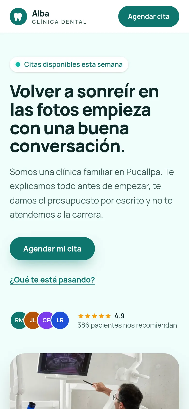 El demo Clínica Dental Alba en un celular